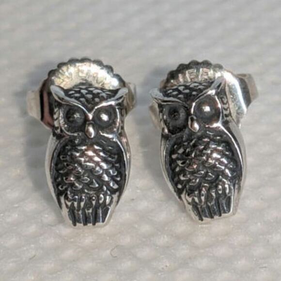 James Avery Jewelry - James Avery Rare Retired Sterling Silver Tiny Small Owl Bird Stud Earrings 925